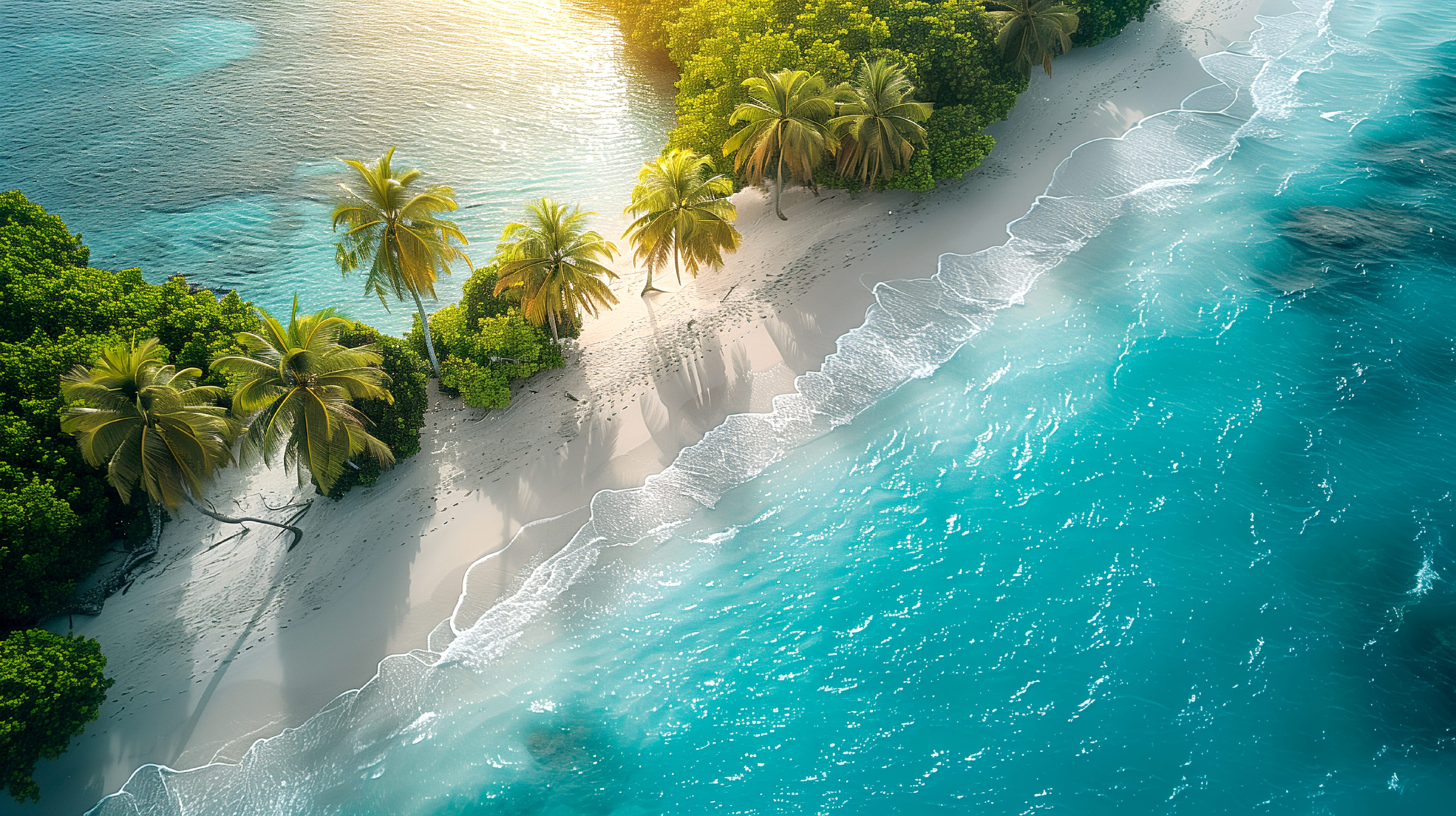 Tropical beach with palm trees and turquoise water